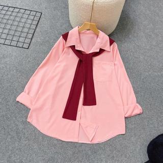 Áo sơ mi bigsize nữ tay dài mềm mại kèm khăn thủy thủ dễ thương cho nàng chubby - SM20+A195