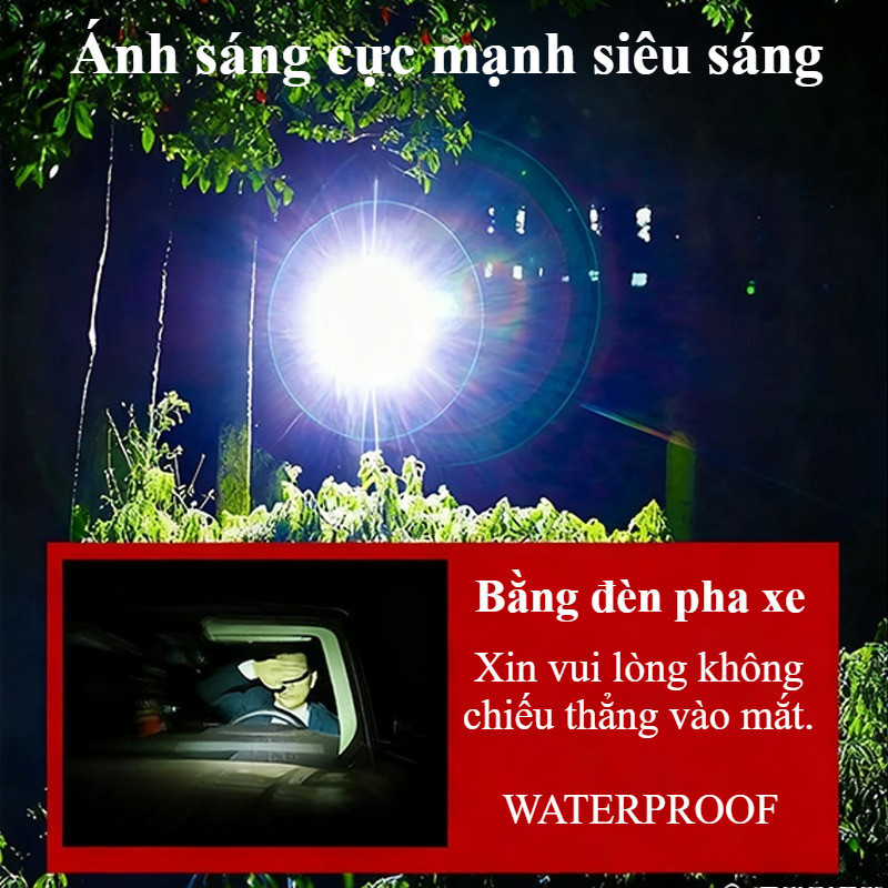 Đèn Pin Siêu Sáng 500m - Pin lithium khỏe, 3 chế độ sáng, khả năng chống nước, hoàn hảo cho dã ngoại