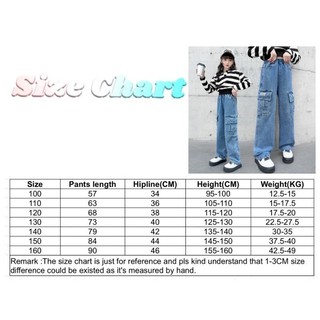 QuầN Cargo Denim Cho Bé GáI ThiếT Kế NhiềU TúI Phong CáCh HàN QuốC Phù QuầN Cho Bé GáI