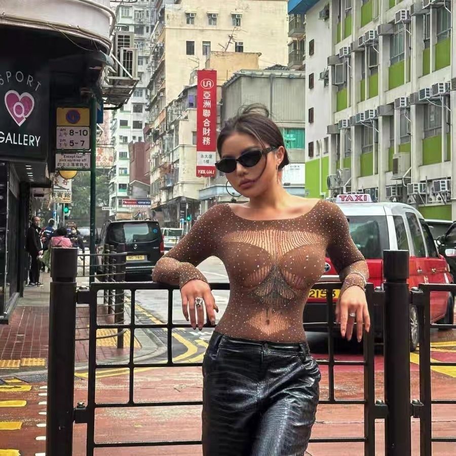 Bộ áo liền quần dài tay gợi cảm Milyfashion, thiết kế xuyên thấu, form slim-fit