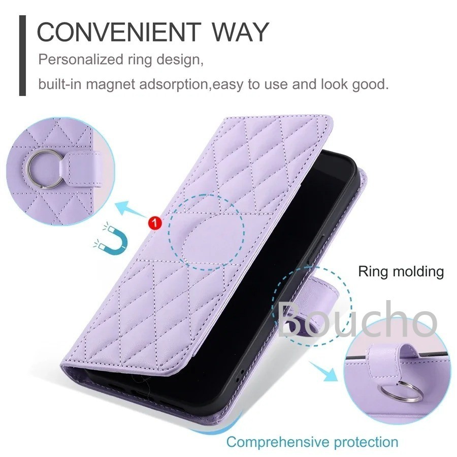 Bao Da Lật Cho iPhone Air 17 Pro 16 16e 15 14 Pro Max Plus Vòng Từ Màu Trơn Sang Trọng Túi Điện Thoại Funda Bao