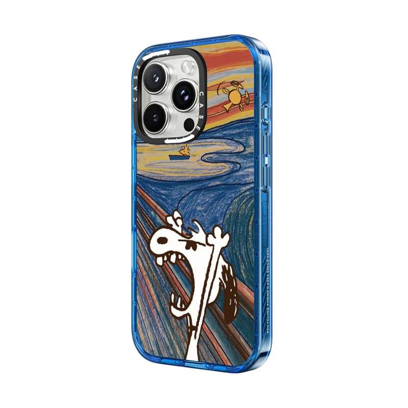 CASECASE X Tranh sơn dầu Angry Snoopy Sky Màu xanh trong suốt Cứng hút từ tính Tác động cho Apple IPhone 12 13 14 15 16 17 Pro Max Air Plus có hộp
