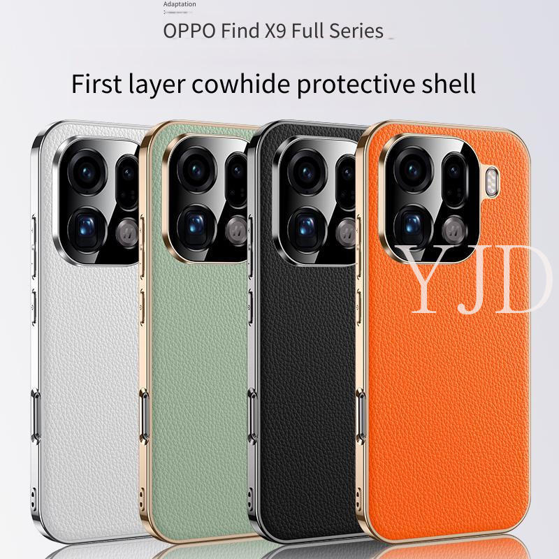 Ốp Lưng Cho OPPO Find X9 Pro Da Cao Cấp Electroceramic PC Chống Rơi Vỏ Điện Thoại
