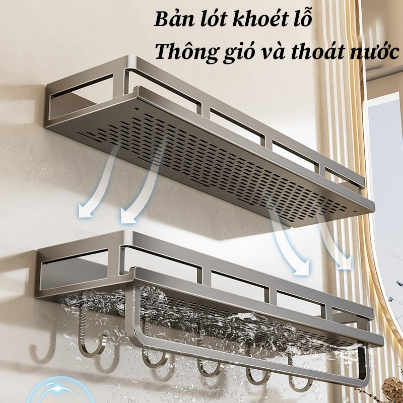 Kệ Đựng Đồ Nhà Tắm Treo Tường Không Cần Khoan, Nhôm vũ trụ dày hơn Chống Gỉ, Chịu Lực Tốt