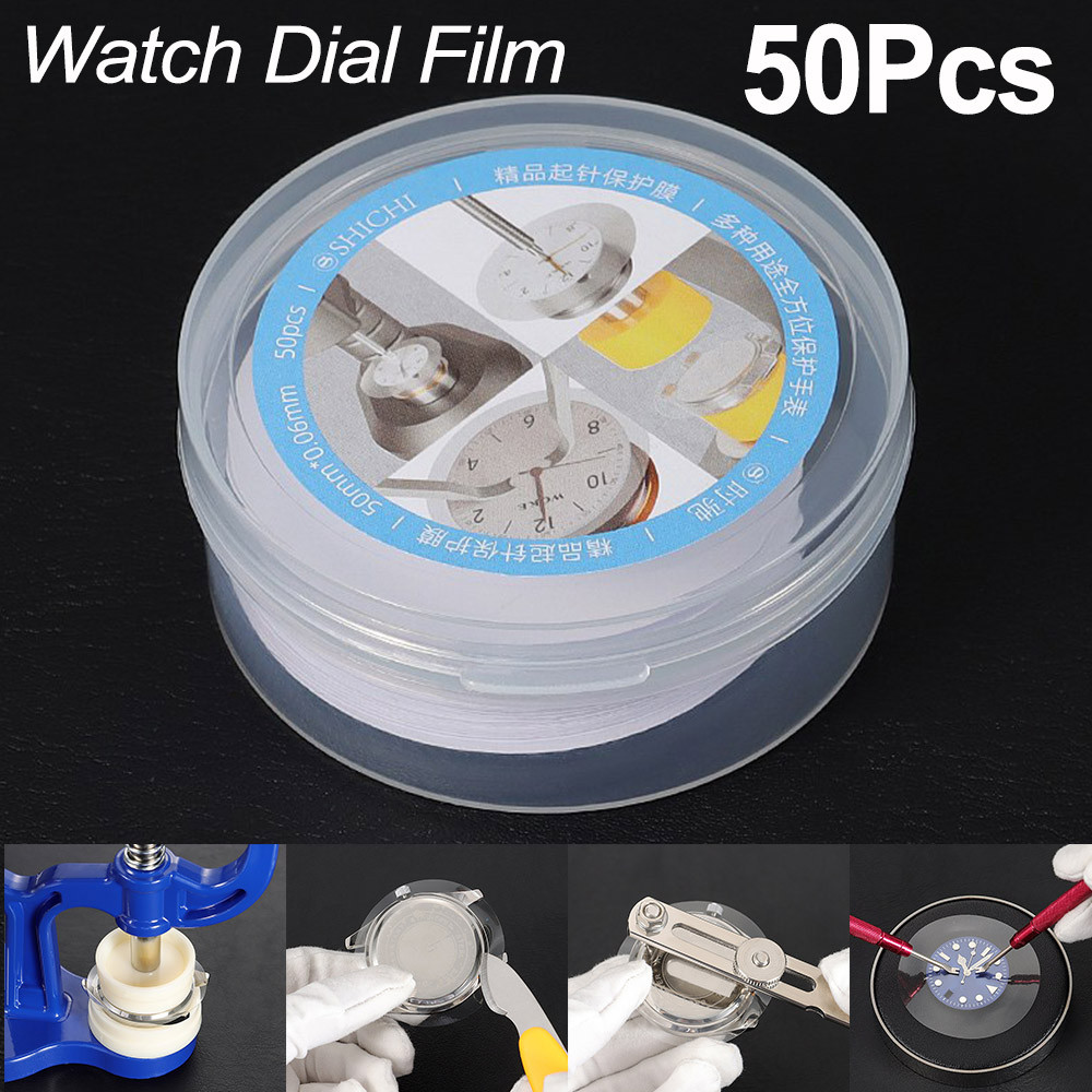 Bộ 50 Đồng Hồ PVC Mặt Số Phim Bảo Vệ Kim Nâng Chống Đâm thủng Vỏ Đồng Hồ Chống Trầy Xước Mặt Đồng Hồ Sửa Chữa Phim Bảo Vệ Trong Suốt Đồng Hồ Dụng Cụ Sửa Chữa