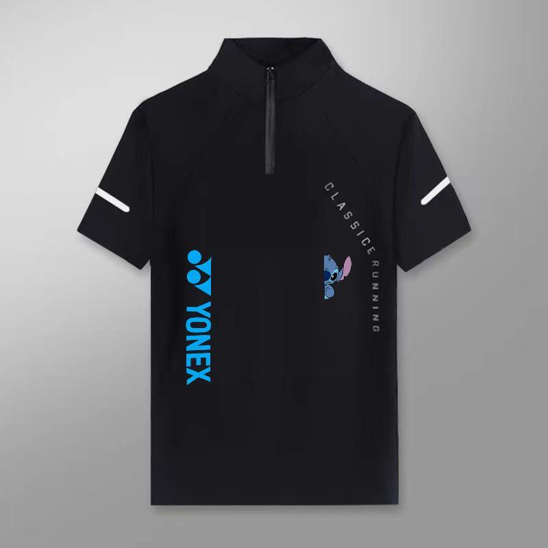 Áo thun ngắn tay Yonex có dây kéo, mỏng nhẹ, khô nhanh, thoáng mát - Phù hợp nam nữ mùa hè, lý tưởng cho các hoạt động thể thao