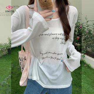 Áo Thun Mỏng Cổ Tròn Tay Dài Cho Nữ, Thiết Kế Thời Trang Mùa Hè