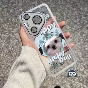 Ốp điện thoại hình chó mũ trắng dễ thương cho Vivo Y11D Z5 Z5i Z3X Z1 Lite Z1X Z1i Y11 Y11S Y05 Y04 Y03 Y02 Y02A Y02S Y02T Y01 Y9S Y7S Y5S Y3 Y1S 4G 5G Vỏ kính sang trọng Vỏ mềm bằng kính