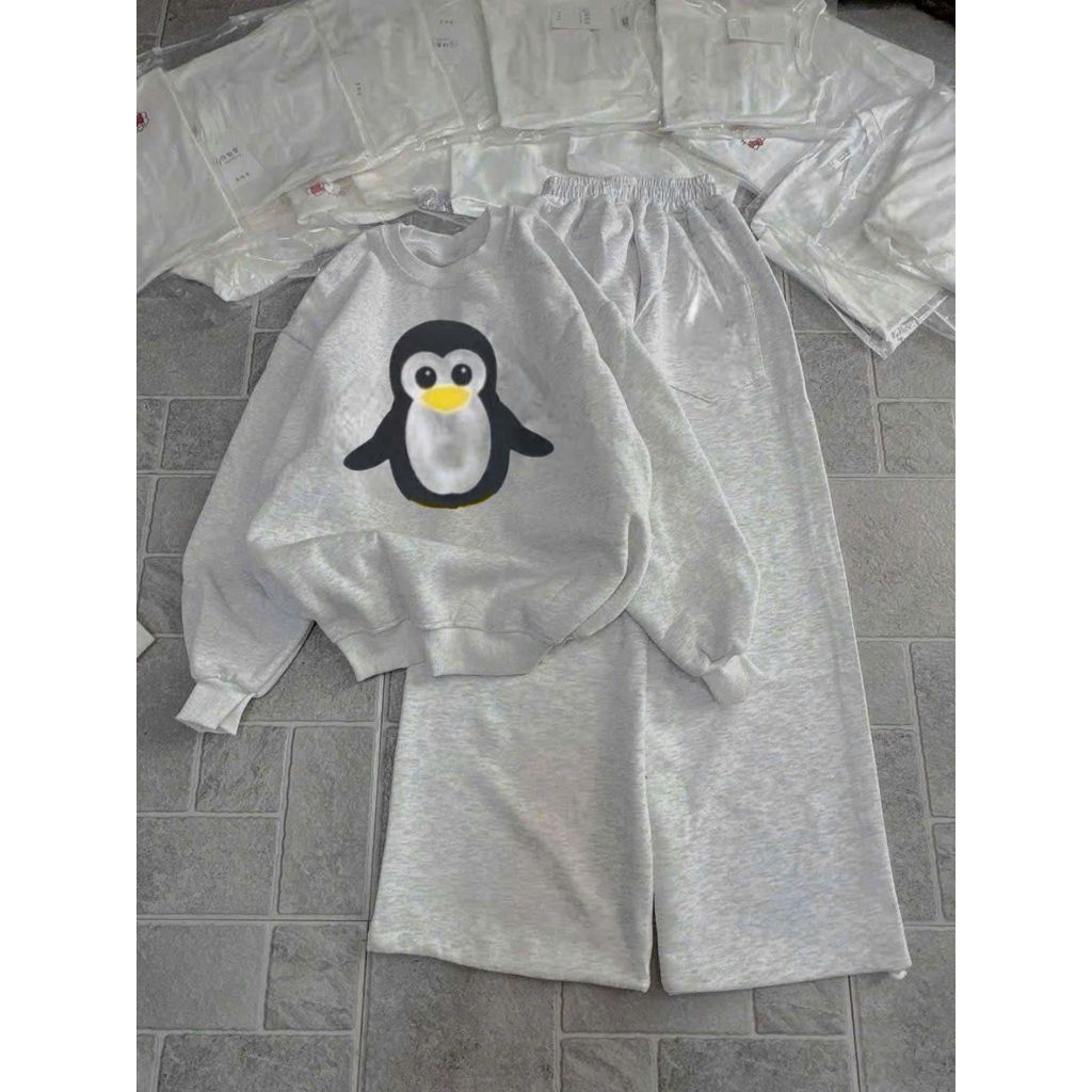 SÉT BỘ QUẦN DA CÁ XÁM TRƠN+MIX ÁO NỈ BÔNG SWEATER CỔ TRÒN DÀI TAY -TỔNG HỢP CÁC MÀU-QUANAO94