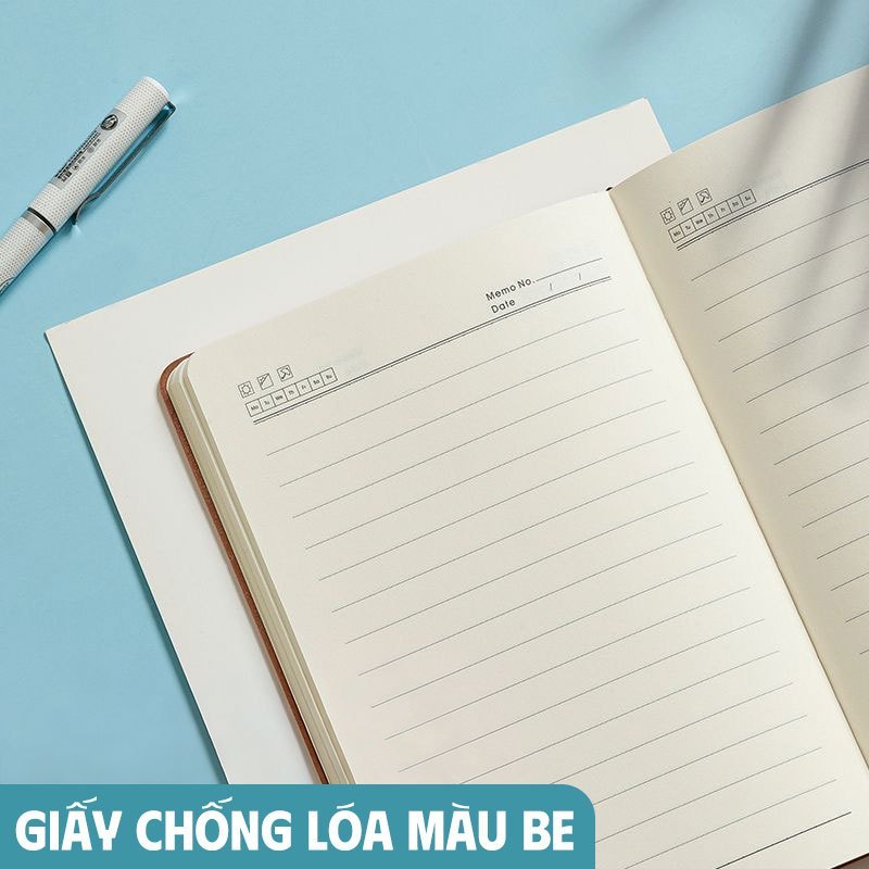 Sổ Tay Ghi Chép A5 Bìa Da PU Cao Cấp – Sổ Nhật Ký Kẻ Ngang 200 Trang Làm Quà Tặng Sang Trọng