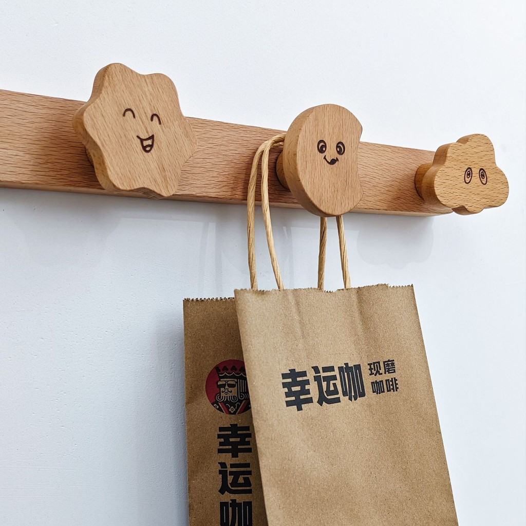 Hoạt Hình Dễ Thương Không Khoan Móc Gỗ Chắc Chắn, Móc Bảo Quản, Móc Treo Tường Đa Năng, Lối Vào Phòng Ngủ