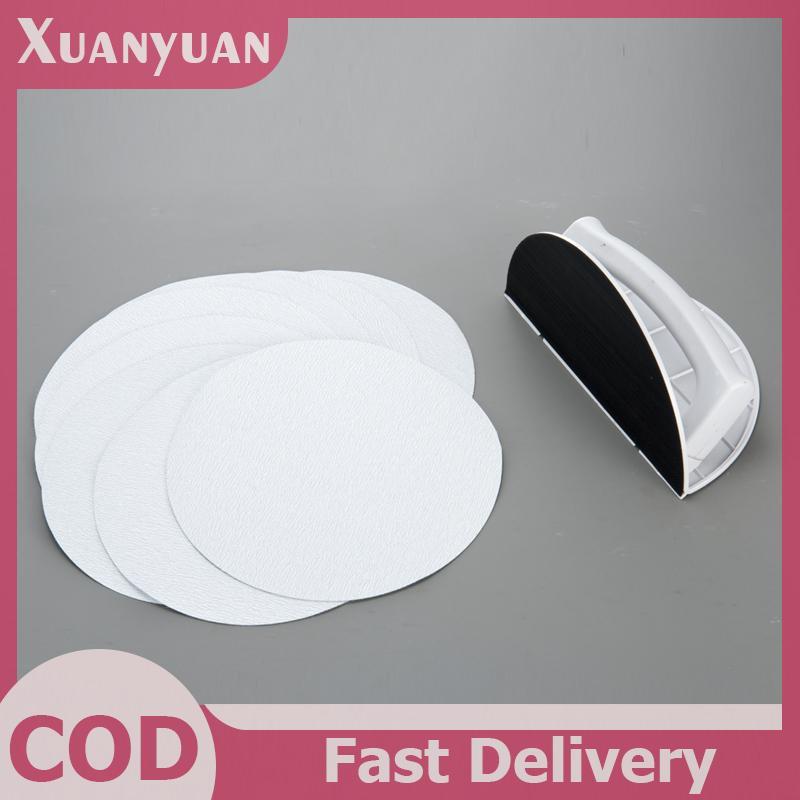 XUAN 1 Bộ Dụng cụ cầm tay góc nhựa tiện dụng để chế biến gỗ Dự án DIY Tự dính Nửa vòng tròn chà nhám Giá đỡ VN