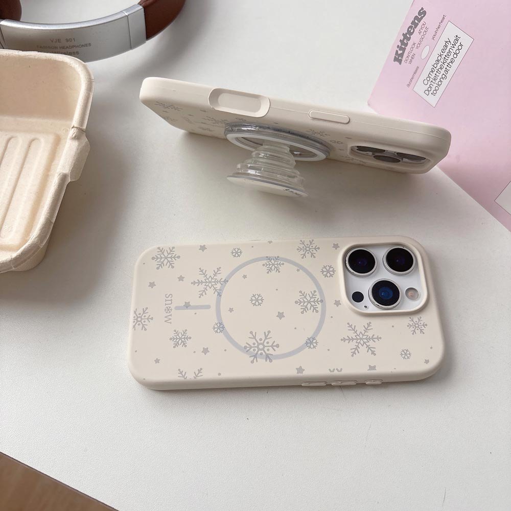 Ốp lưng TPU Tương thích với iPhone 13 14 14Pro 14ProMax 15 15Pro 15ProMax 16 16Pro 16ProMax 17 17Pro 17ProMax Vỏ nam châm họa tiết bông tuyết