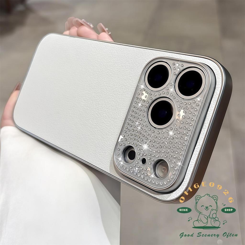 【 Ốp lưng iPhone17 】 Vỏ điện thoại da kim cương mờ màu cam iphone17 Pro Max 16 15 14 13 cho vỏ iPhone Vỏ mềm silicon TPU chống sốc