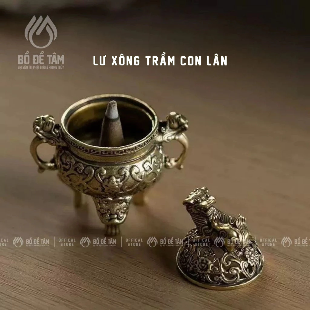Sử dụng lư xông trầm đồng con lân để xông phòng khách sạn