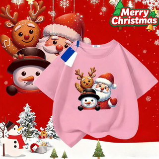COD✅ (Hồ Chí Minh)DREAMY BABY Áo thun tiệc đội nhóm Giáng sinh sản phẩm mới Áo thun màu đỏ 2026  M258