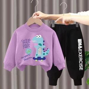 Áo nỉ hoạt hình trẻ em và trang phục chạy bộ Bộ hai mảnh hợp thời trang với vải mềm cho đồ chơi hàng ngày