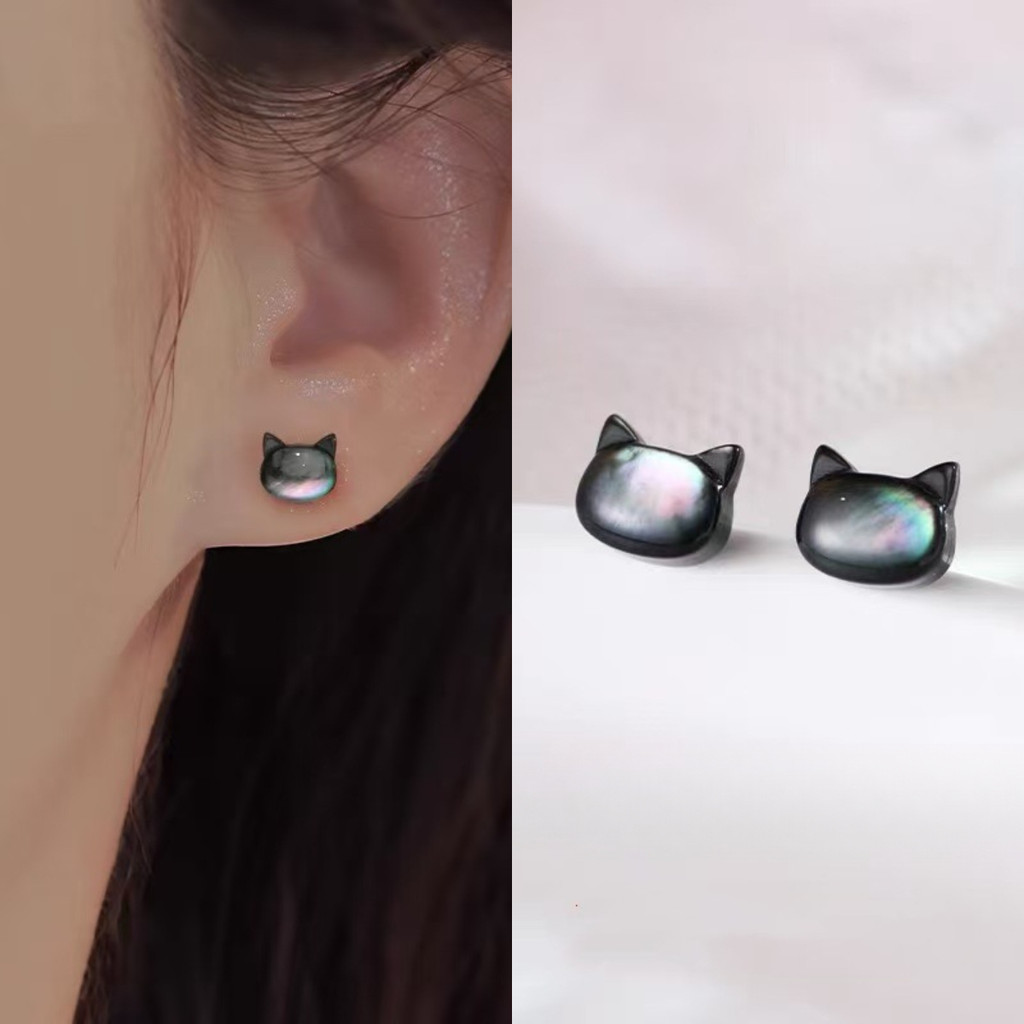 Bông tai mèo bạc S925 dễ thương Nữ sáng tạo độc đáo