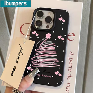 Ibumpers Ốp Điện Thoại Họa Tiết Cây Giáng Sinh Dễ Thương Silicon Mềm Cao Cấp Chống Sốc Cho iPhone 11 12 13 14 15 16 Pro Max IP 7 8 Plus Iphon X XS XR Xs max