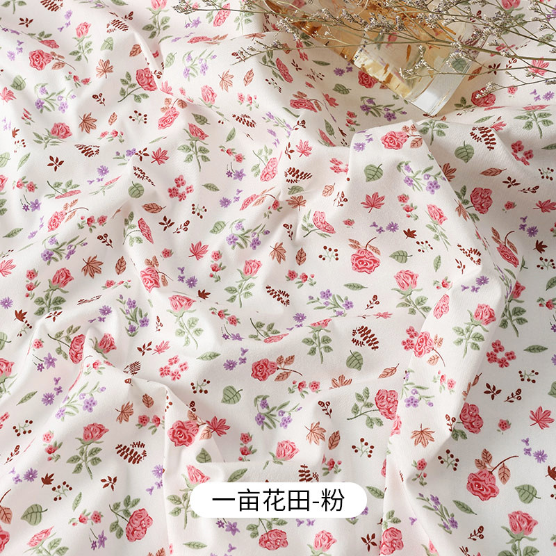 Vải cotton nguyên chất 50x160cm phong cách nông thôn in họa tiết hoa, phù hợp làm đồ handmade và may váy cho trẻ em