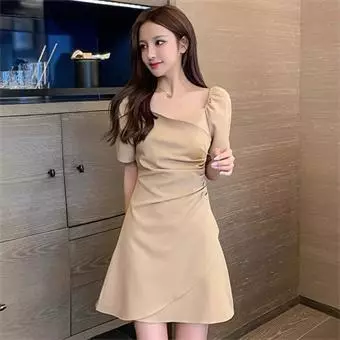 Đầm Màu be nữ phong cách lịch sự đầm hàn quốc nữ nhẹ nhàng đầm thiết kế cao cấp dạ hội váy liền thân