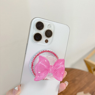 3d Nơ Kim Cương Tròn Từ Tính Giá Đỡ Điện Thoại Cho IPhone 17 16 15 14 13 12 Pro Max 14 Plus Có Thể Gập Lại Vòng Tay Co Giãn Để Bàn Đứng P1