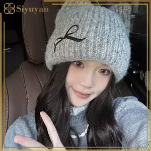 Mũ beanie tai siyuyan dệt kim ngọt ngào, họa tiết thêu - bảo vệ gió lạnh mùa thu đông cho phụ nữ Việt Nam