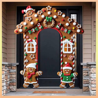 Whimsical Gingerbread Khung Nhà Polyester Bánh Gừng Trang Trí Cửa Nhẹ Có Thể Gập Lại Biểu Ngữ Giáng Sinh Trang Trí Cho Tiệc Giáng Sinh Sự Kiện Trường Học Tập Hợp Gia Đình