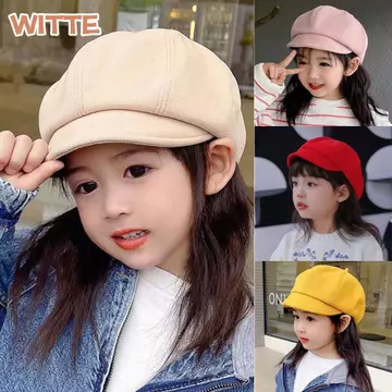 Mũ nồi cho bé WITTE, Mũ nồi len ấm áp cho trẻ em, Mũ lưỡi trai trẻ em mềm mại dễ thương nhiều màu Mũ lưỡi trai bé gái