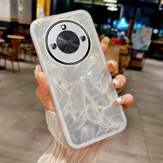 Ốp Điện Thoại Lông Vũ 2025 Cho Honor X9d 5G, Honor X9D X9A X9B X9C, Vỏ Silicon TPU Mềm Trong Suốt Mạ Bling, Ốp Lưng Bảo Vệ Ống Kính Cặp Đôi Chống Sốc