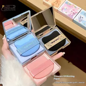 PlumHOUSE 100 Tờ Giấy Đổ Dầu Có Vỏ Và Trang Điểm Puff Dầu Thấm Hút Tấm Than Tre Mặt Dầu Blotting Tờ Trang Điểm VN