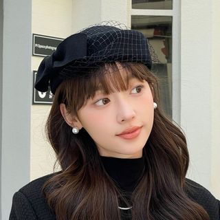 ☘️ mũ chóp cao kiểu Pháp dành cho nữ ☘️ Mũ thu đông cao cấp Mũ nỉ len lưới phong cách retro nữ, phù hợp thu đông