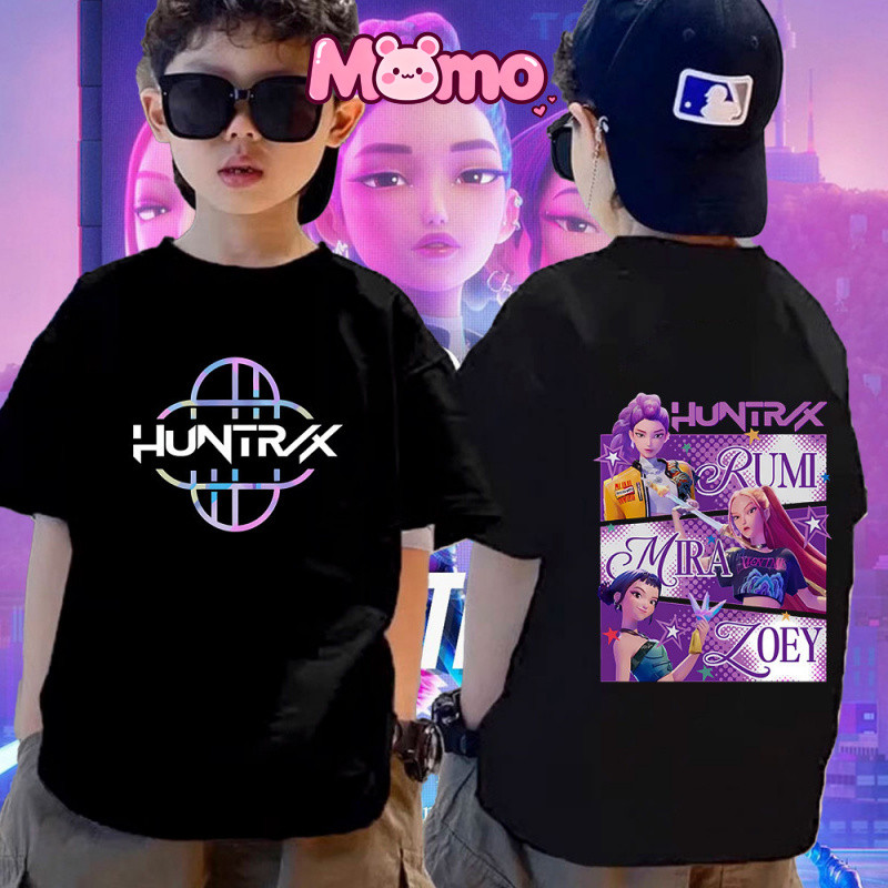 2025 Mới Kpop Demon Hunter Áo Thun Trẻ Em Dễ Thương Phong Cách Kpop Cổ Tròn Tay Ngắn Áo Thun Top