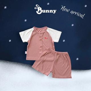 Bộ cộc tăm lụa mềm mại Bunnybaby tay raglan phối màu xinh xắn cho bé 0-12 tháng