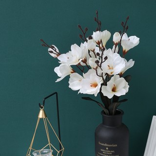 15 Đầu Nhân Tạo Hoa Mộc Lan Hoa Lụa Hoa Bắc Âu Trang Trí Nhà Thẩm Mỹ Cảm Ứng Thực Vật Giả Tiệc Cưới Phòng Khách Màn Hình