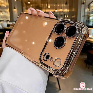 Ốp Lưng Cho Iphone 15 12 14 13 11 17 16 Pro Max Air XS X XR MAX 15 14 7 16 8 Plus SE 2020 Đơn Giản Sang Trọng Chống Rơi Khung Mạ Bốn Góc