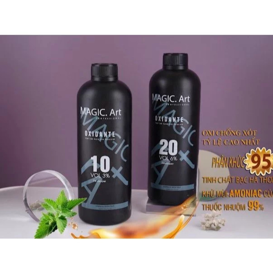 Oxy trợ nhuộm chống xót da đầu chai 1000ml hương bạc hà, hỗ trợ tẩy nhuộm an toàn | Trunghair