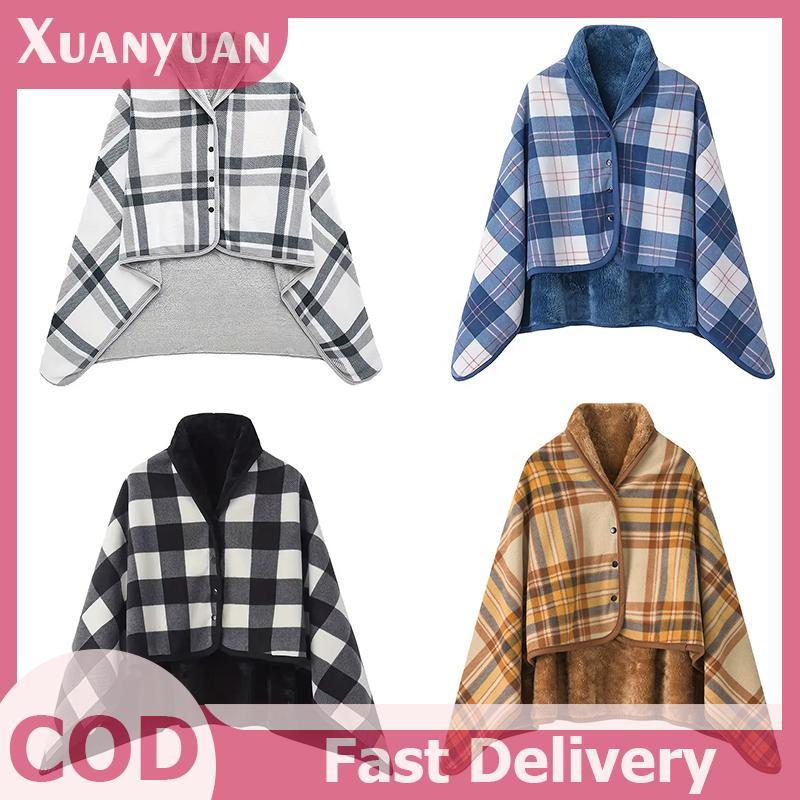 XUAN Chăn Lông Cừu Kẻ Sọc Đeo Có Nút Winte Ấm Ném Trên Sofa Giường Du Lịch Làm Dày Phòng Ngủ Văn Phòng Điều Hòa Chăn VN