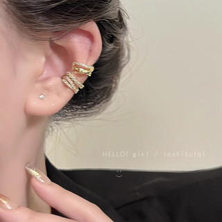 Kẹp Tai Hình Chữ C Bất Đối Xứng Zircon Nhiều Lớp, Phong Cách Hàn Quốc Ngọt Ngào Và Sang Trọng