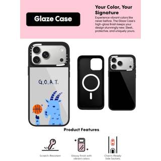 CASECASE X GOAT Ốp lưng kính hút từ tính chống trầy xước cho IPhone 17 Air 16 15 14 Pro Max Plus Ốp lưng cứng có hộp khắc logo
