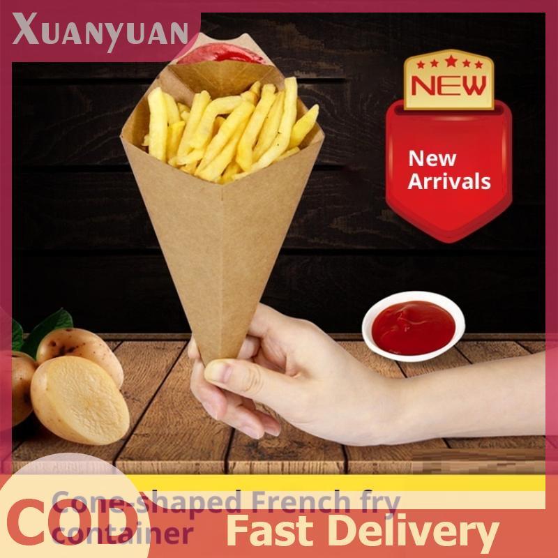 XUAN 50 Chiếc Hộp Nón Chips Ketchup Cup Thức Ăn Nhanh Nhà Hàng Mang Ra Gói Giấy Thực Phẩm Dùng Một Lần VN