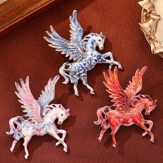 NCE Huy hiệu cung hoàng đạo động vật, trâm cài tóc hình Pegasus retro với màu đỏ/xanh/hồng - quà tặng độc đáo