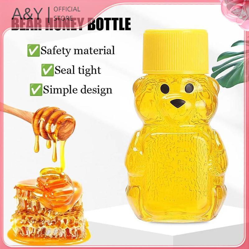 A & Y 20 Chai nước ép gấu hoạt hình dùng một lần bằng nhựa trong suốt, Chai phân phối dung tích nhỏ, Chai mật ong 60ml.