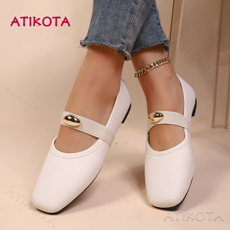 Giày đế bằng nữ Atikota Slip-on Trang trí kim loại thời trang Đa năng Thoải mái Nhẹ Căn hộ thông thường
