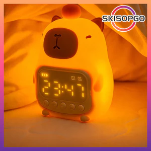 Đồng hồ báo thức Capybara, Đèn ngủ LED để bàn, Dây sạc USB đi kèm, Trang trí phòng ngủ, Quà tặng sinh nhật