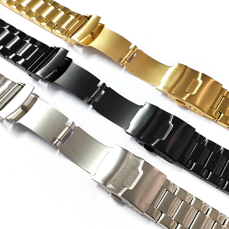 Bán Chắc Chắn Thép Không Gỉ Dây Đeo Đồng Hồ 20 Mm 22 Mm 24 Mm Dây Đeo Đồng Hồ Vàng Đen Bạc 3 Hạt Diver Lặn Tổng Thống Đồng Hồ Vòng Tay Nam Nữ