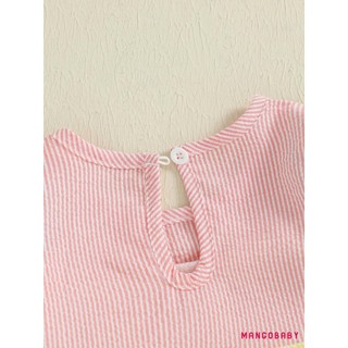 MG-Baby Girl Áo liền quần sọc mùa thu Áo liền quần thêu chữ cổ tròn