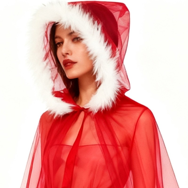 Flgo Trang Phục Giáng Sinh Bà Santa Cape Áo Khoác Lông Trắng Có Mũ Trùm Đầu Áo Choàng Giáng Sinh Khăn Choàng Phù Thủy Áo Dài Toàn Bộ Áo Khoác G
