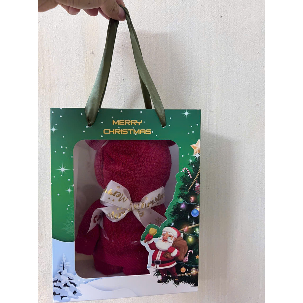 Combo 10 Túi Đựng Quà Noel Cửa Sổ Trong Mica – Túi Giấy Giáng Sinh Xanh Đựng Quà Tặng Lễ, Bao Bì Noel Đẹp