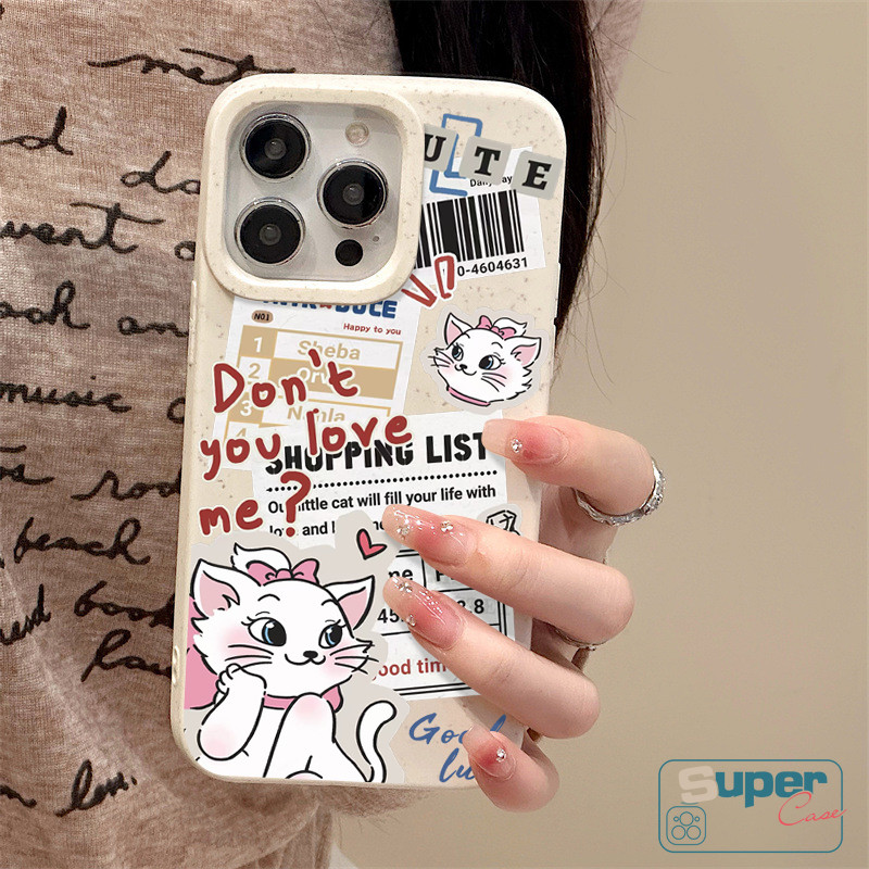 Ốp Lưng Tương Thích Cho IPhone 15 13 17 16 11 14 12 Pro Max XR Air X XS Max 13 12 17 16 7 Pro 8 14 15 6 6s 16 Plus SE 2020 Thời Trang Cặp Đôi Dễ Thương Mèo Marie Letter Doodle Bìa mềm